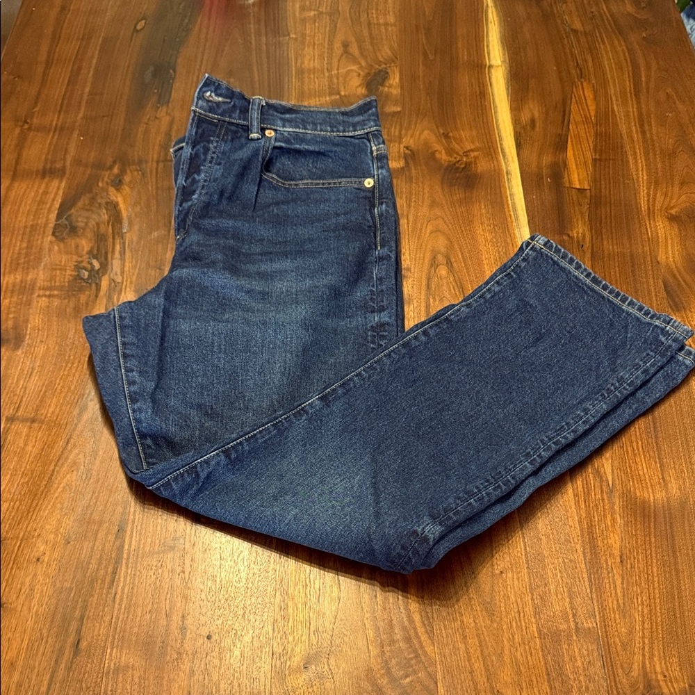 AE 77 Straight Crop Blue Denim Jeans